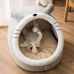 Deep Sleep Cat Bed – Foldable Pet Cave with Removable Washable Cushion for Cats
