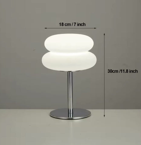 Retro Mid-Century Modern Macaron Accent Lamp – Glass Shade & Chrome Base