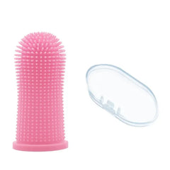 360° Silicone Pet Finger Toothbrush with Case – Gentle Dental Care for Dogs & Cats
