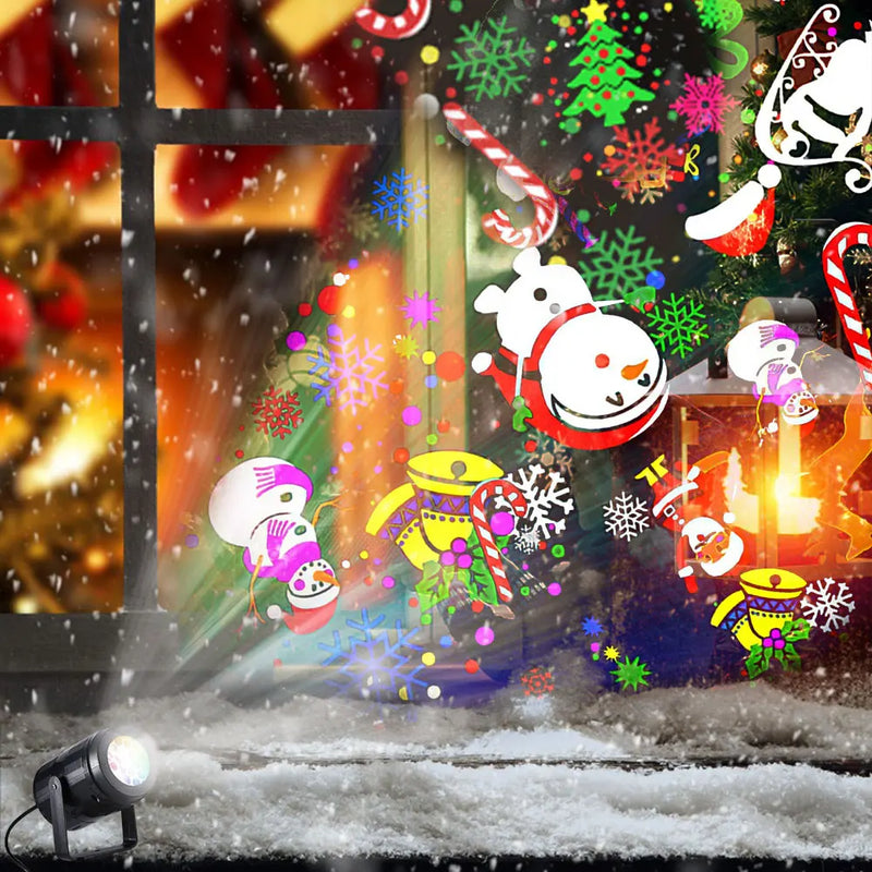 Christmas Projector Light – 16 Pattern LED Projection Lamp for Indoor & Outdoor Holiday Decor (USB Powered)