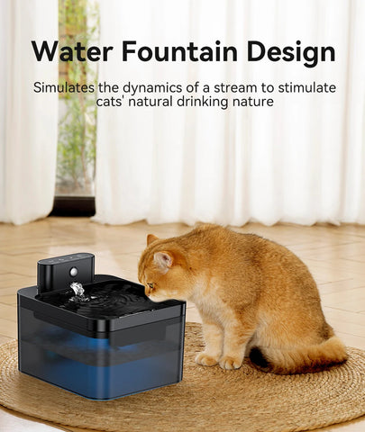 Wireless Smart Cat Water Fountain – Infrared Sensor, Rechargeable, 2.2L Quiet Automatic Pet Water Dispenser