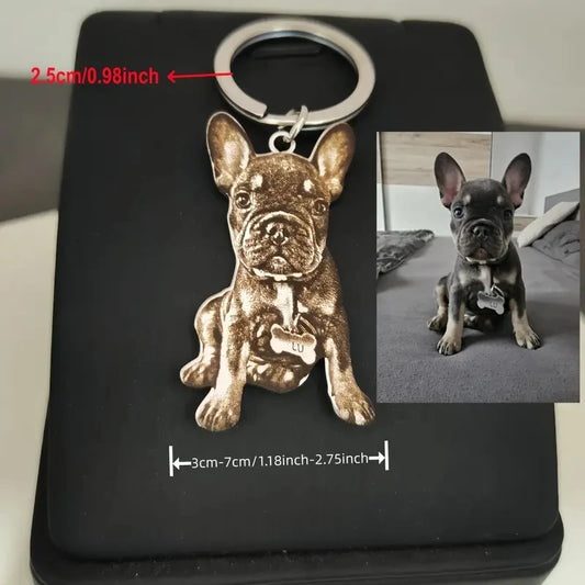 Custom Photo Pet Keychain – Realistic Dog & Cat Portrait Keyring, Personalized Gift for Pet Lovers