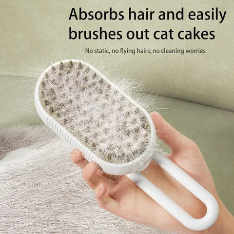 Steamy 3-in-1 Electric Pet Grooming Brush – Spa Day Meets Fur Care