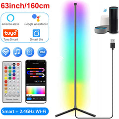 Leclstar 63" RGB Corner Floor Lamp – Smart LED Light with USB & Remote