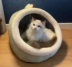 Deep Sleep Cat Bed – Foldable Pet Cave with Removable Washable Cushion for Cats