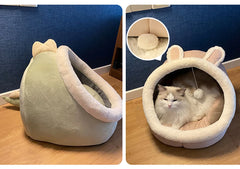 Deep Sleep Cat Bed – Foldable Pet Cave with Removable Washable Cushion for Cats