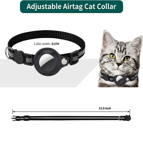 Reflective Breakaway Cat Collar with AirTag Holder – Waterproof, Adjustable, Lightweight & Includes Bell