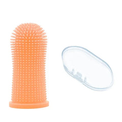 360° Silicone Pet Finger Toothbrush with Case – Gentle Dental Care for Dogs & Cats