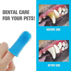 360° Silicone Pet Finger Toothbrush with Case – Gentle Dental Care for Dogs & Cats