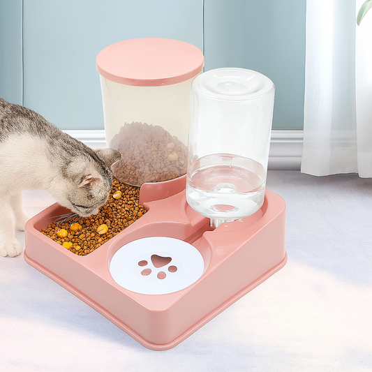 2-in-1 Automatic Cat Feeder & Water Dispenser – Gravity Food & Waterer Set for Cats & Small Dogs
