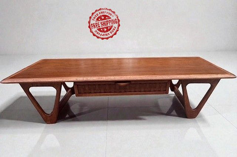 Refinished 1961 Lane Perception Coffee Table – Warren Church Design, MCM Walnut