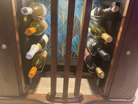 1940'S Art Deco Zenith Radio Console Repurposed into Custom Dry/Wine Bar with Soundbar
