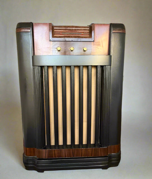 Upcycled 1940s Philco Radio Cabinet with Bluetooth, Record Player & Storage/LED