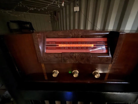 Upcycled 1940s Philco Radio Cabinet with Bluetooth, Record Player & Storage/LED