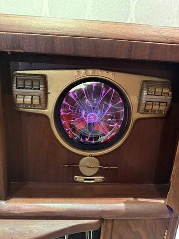 1940'S Art Deco Zenith Radio Console Repurposed into Custom Dry/Wine Bar with Soundbar